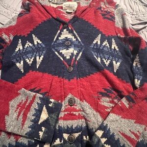 Denim & Supply Ralph Lauren Red, Navy & Cream Geometric Knit Cardigan